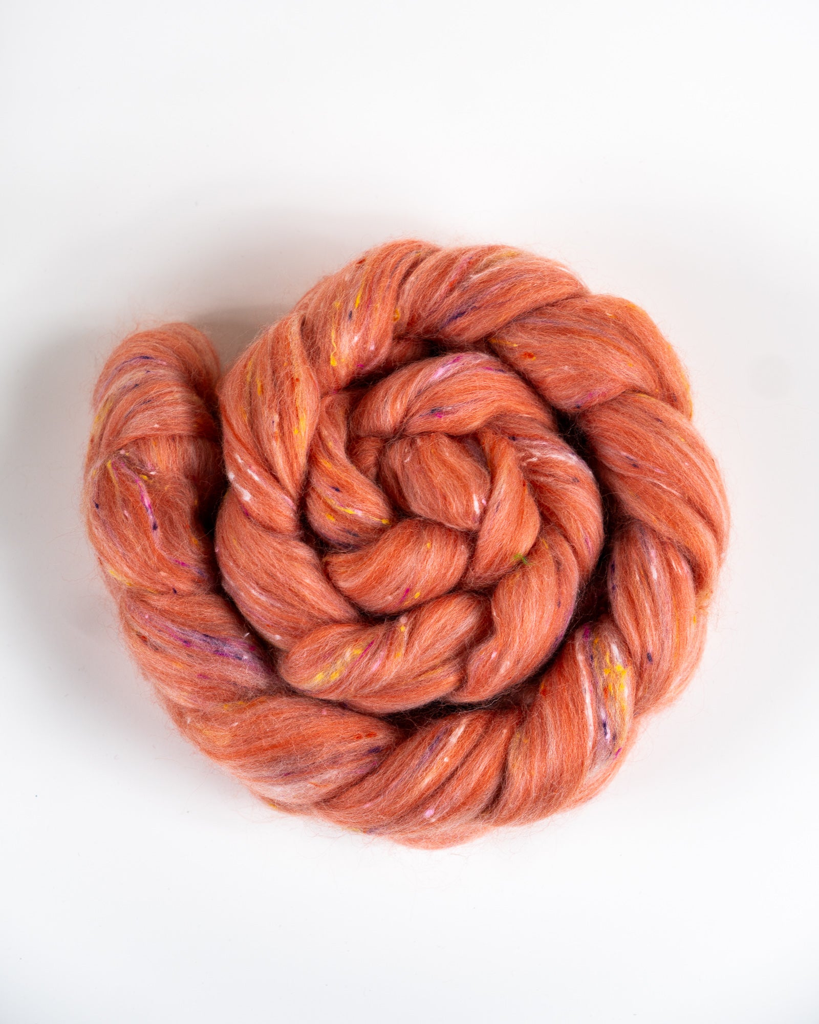 Peach Crumble - Polwarth/Viscose Nepp - Mill blend combed top fiber