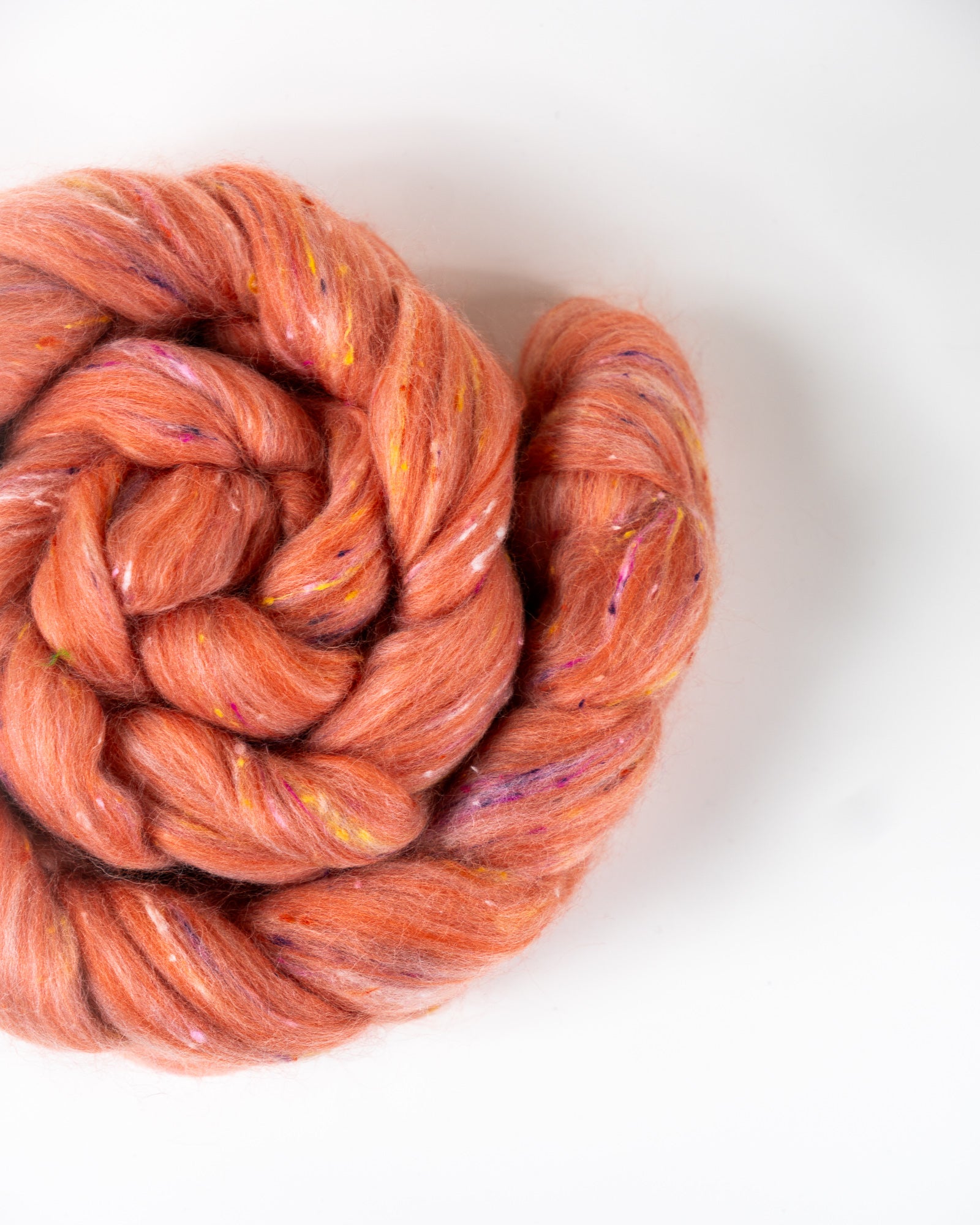 Peach Crumble - Polwarth/Viscose Nepp - Mill blend combed top fiber