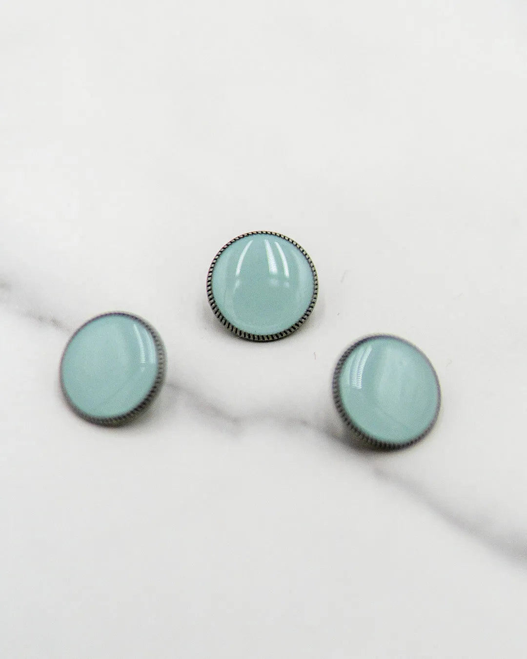 Glossy shanked buttons on metal base - 5/8" / 17 mm