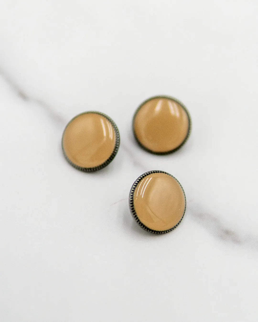 Glossy shanked buttons on metal base - 5/8" / 17 mm