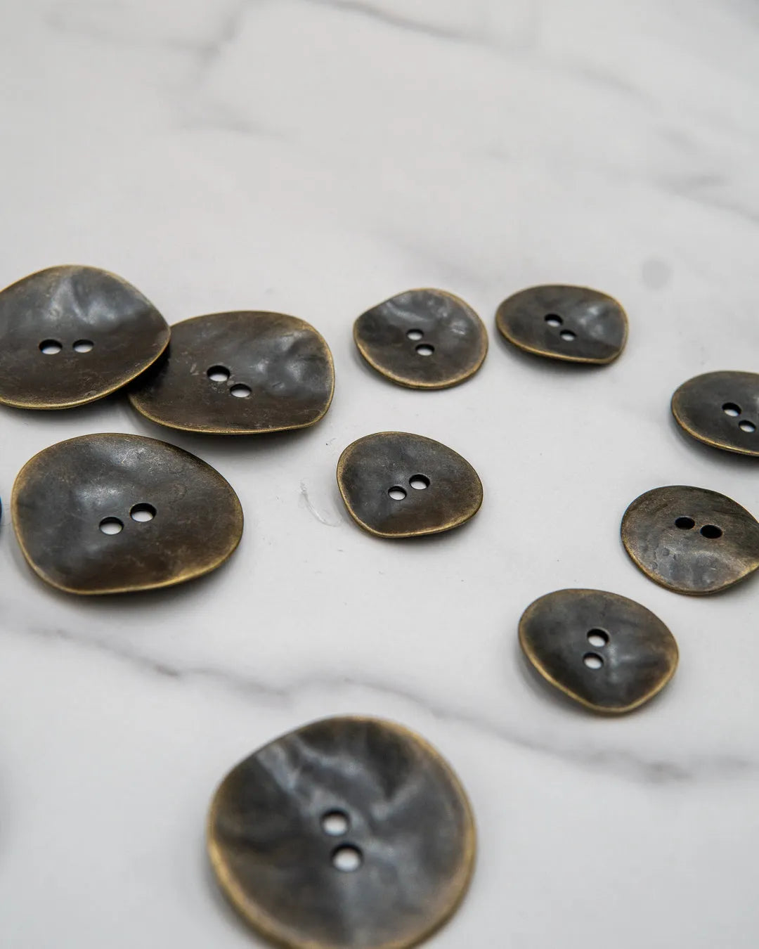 Vintage-style brass metal buttons with uneven surface - 7/8" / 22mm or 1.5" / 38 mm