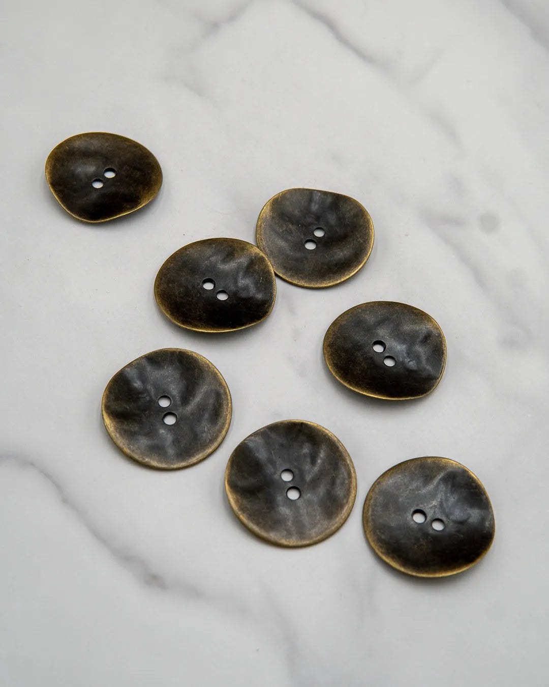 Vintage-style brass metal buttons with uneven surface - 7/8" / 22mm or 1.5" / 38 mm