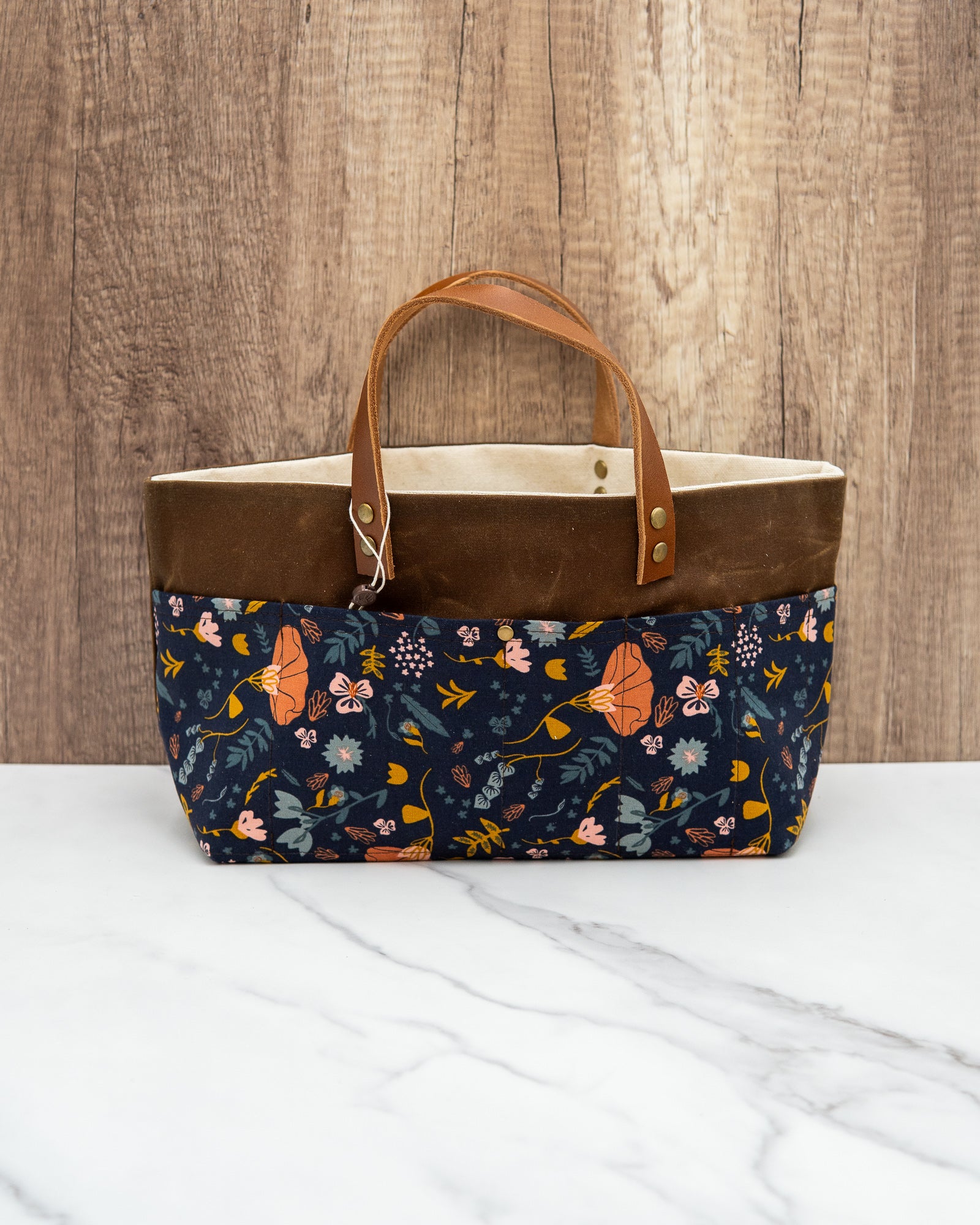 Mini Basket Project Bag - Handmade Project Bags for Knitting/Crochet