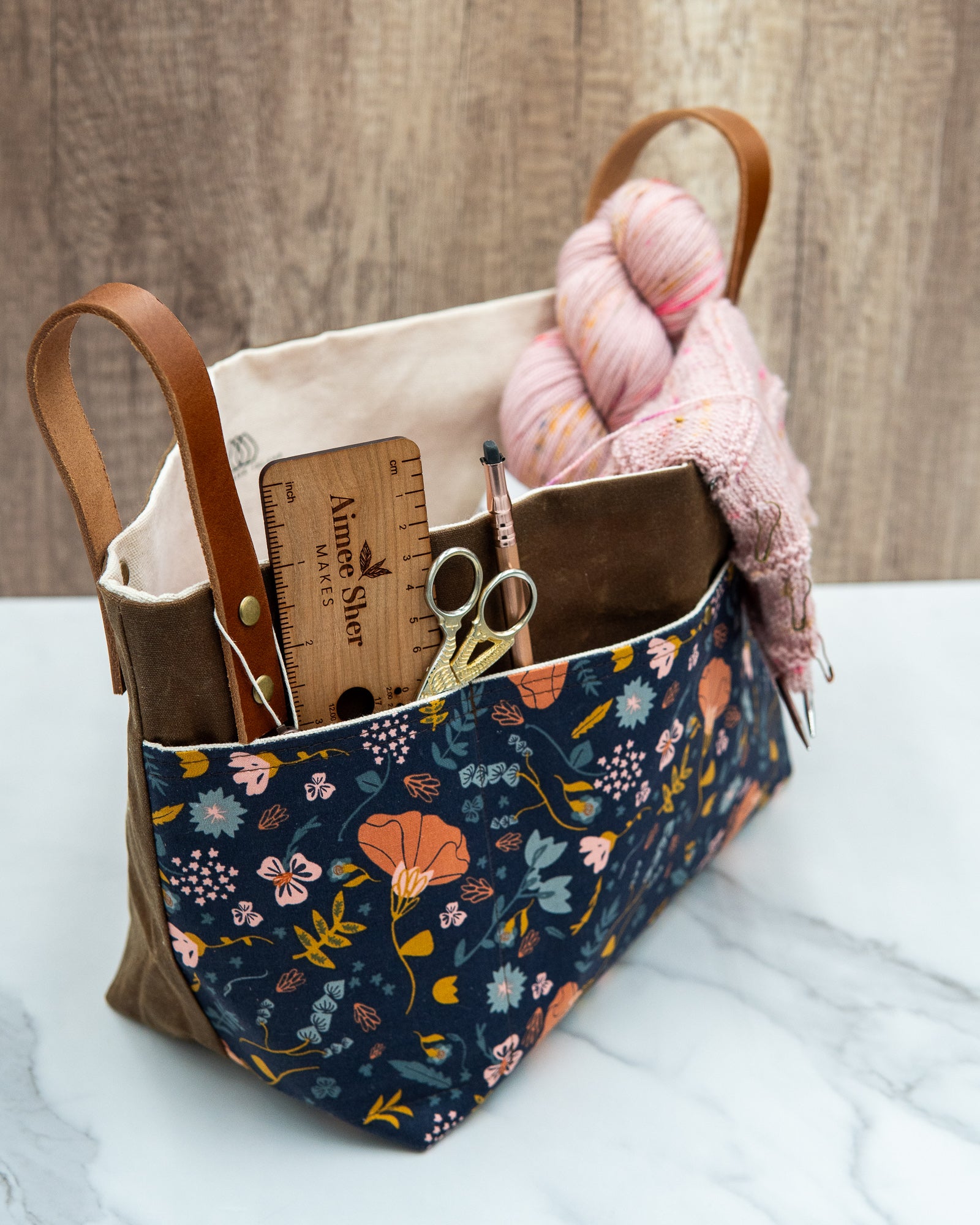 Basket Project Bag - Handmade Project Bags for Knitting/Crochet