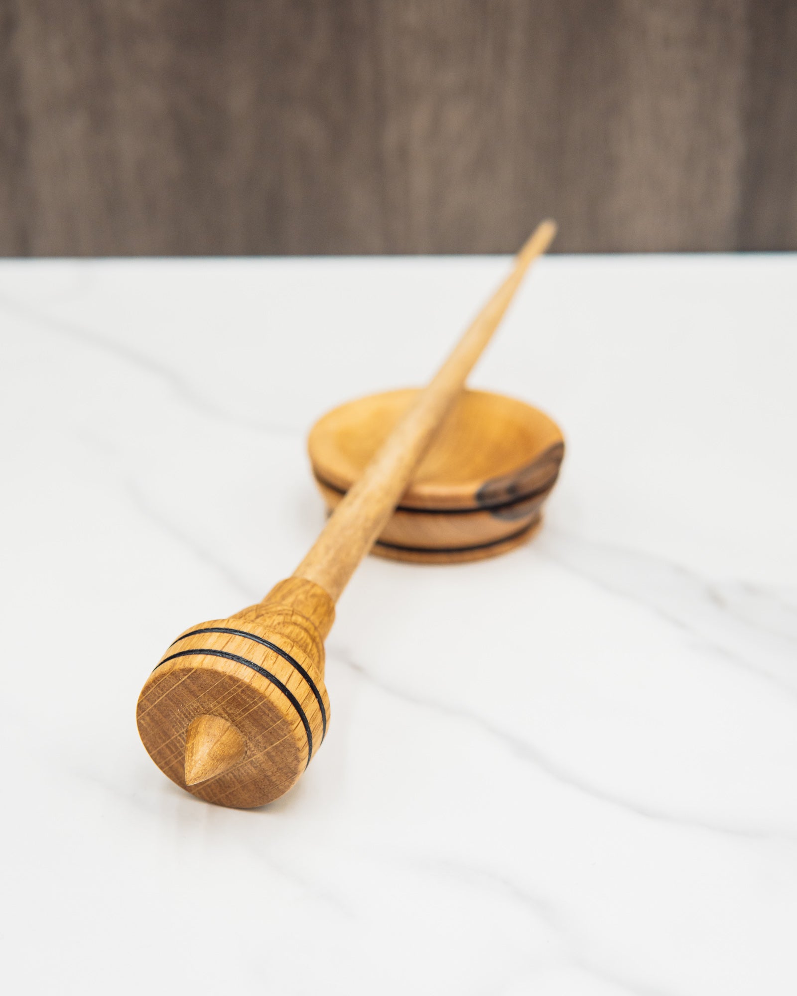 Oak and beech support spindle, with walnut bowl