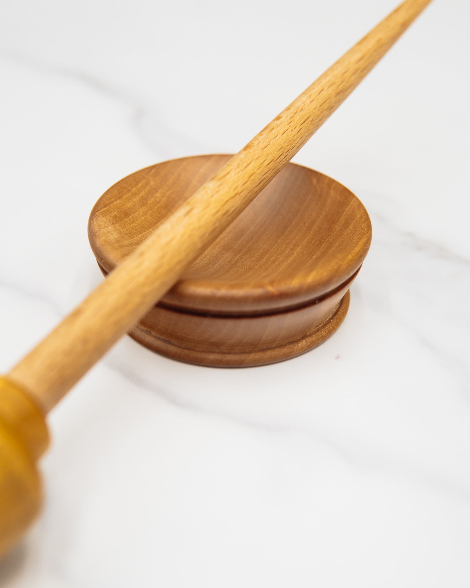 Mulberry and beech support spindle with walnut bowl