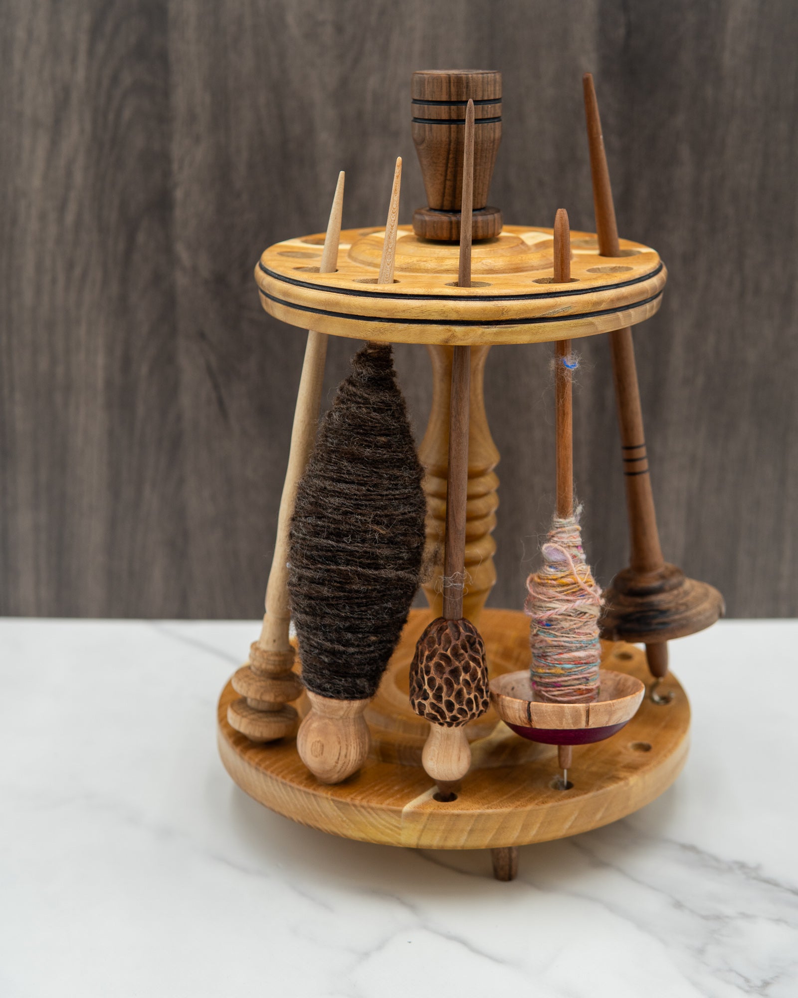 Spindle stand for 12 spindles - Mixed woods