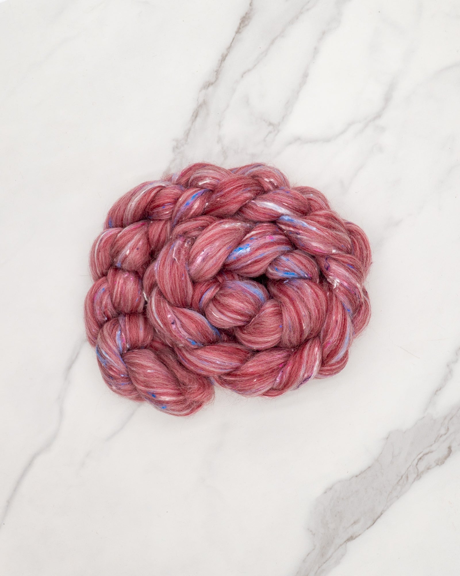 Cranberry Crumble - Polwarth/Viscose Nepp - Mill blend combed top fiber