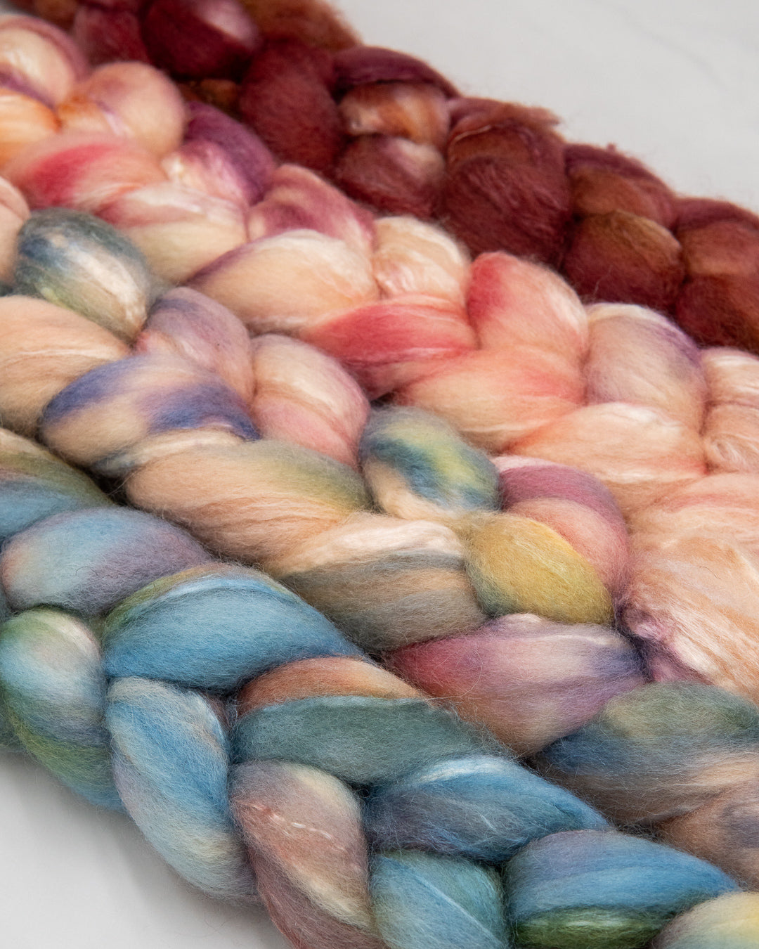 BFL/Tussah Silk Fiber - Hand Dyed Combed Top