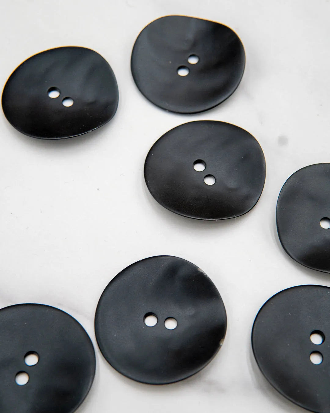 Matte black metal buttons with uneven surface - 7/8" / 22mm or 1.5" / 38 mm