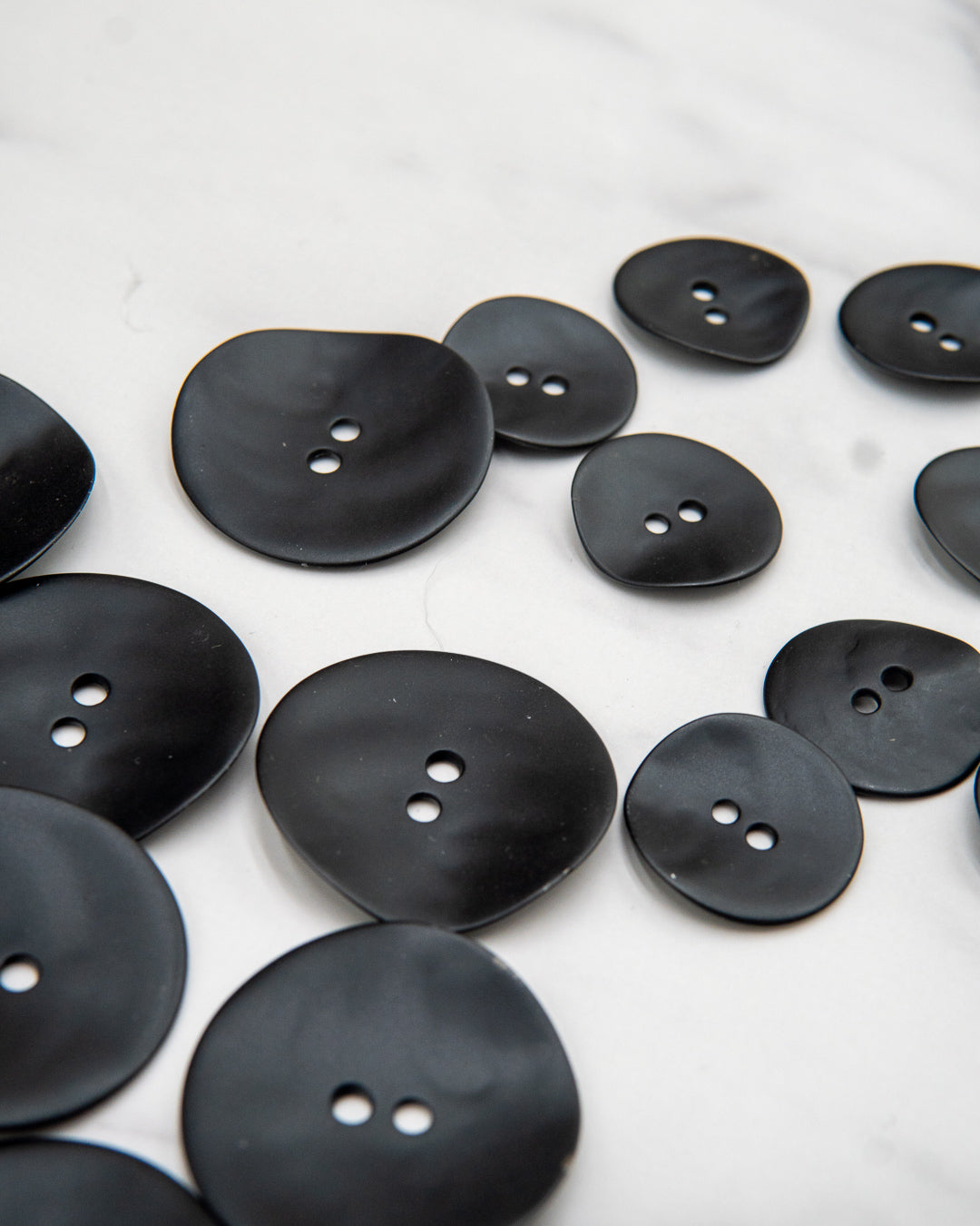 Matte black metal buttons with uneven surface - 7/8" / 22mm or 1.5" / 38 mm