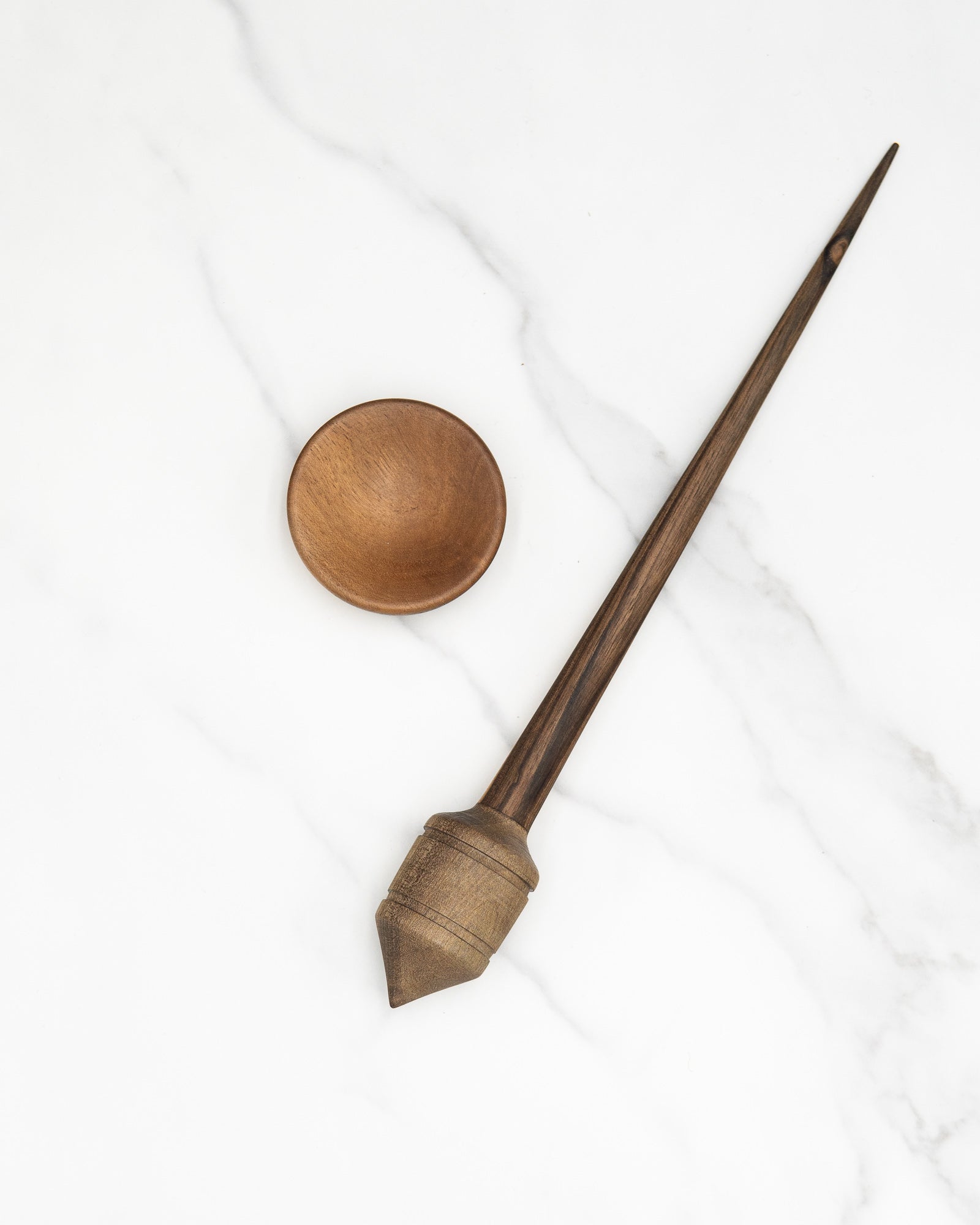 Walnut support spindle with walnut bowl set