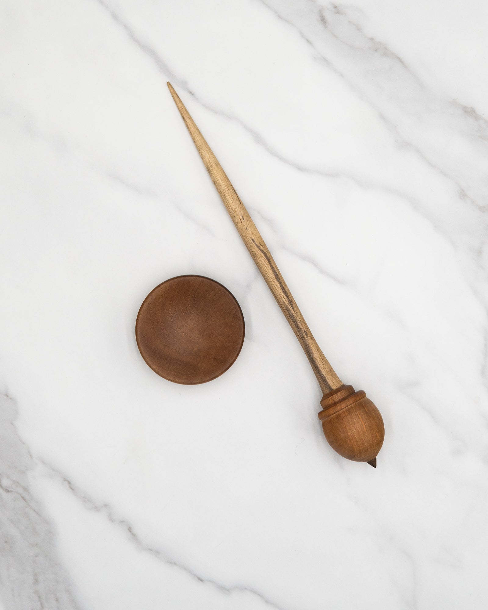 Chestnut, pear, and walnut support spindle, with pear bowl set